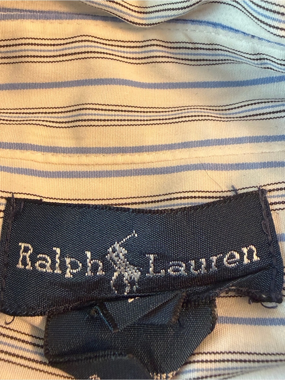 Polo by Ralph Lauren Blue and White Striped Button-Down Shirt - Picture 5 of 5